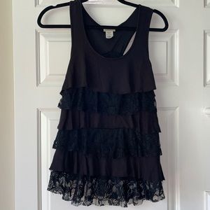 LAST CHANCE -Pretty Good Black Tiered Tank Top